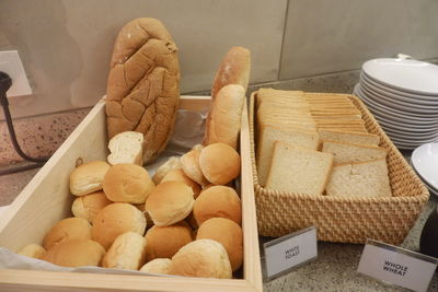 Close-up of bread in basket on table