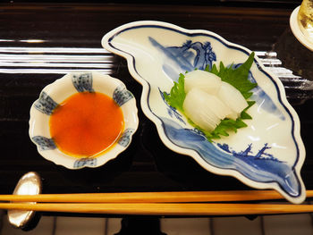 Close-up of served food in plate