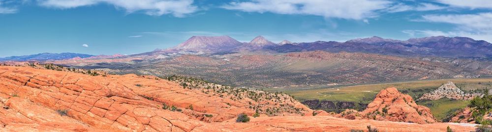 Panoramic view of rocky mountains against sky