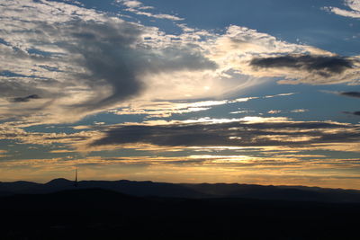 Scenic view of silhouette landscape against sky during sunset