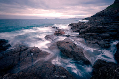 Scenic view of sea against sky during sunset