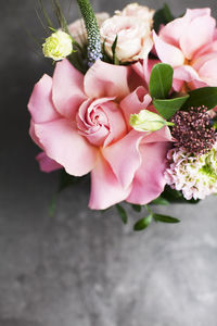 High angle view of rose bouquet