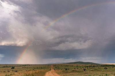 Scenic view of rainbow against the sky