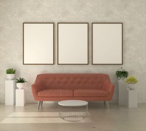 Empty chairs and table against wall at home