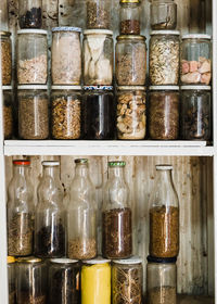 Close-up of glass bottles
