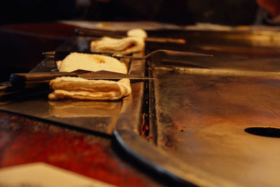 Close-up of food on table
