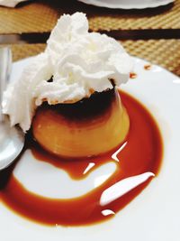 Close-up of dessert in plate on table