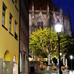 Low angle view of building at night