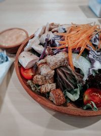 Close-up of food in plate on table