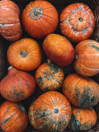 Full frame shot of pumpkins at market