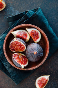 High angle view of fruits on table