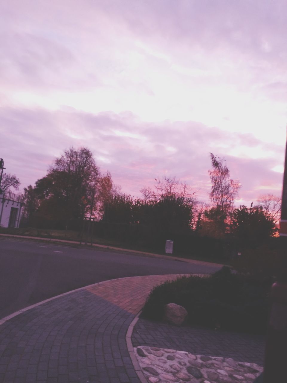 sunset, tree, sky, cloud - sky, road, transportation, street, the way forward, silhouette, cloud, car, land vehicle, nature, orange color, cloudy, outdoors, dusk, beauty in nature, tranquility, scenics