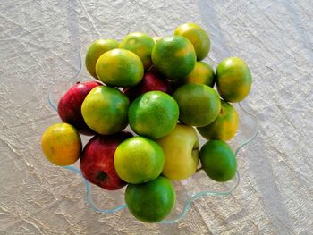 High angle view of apples on table