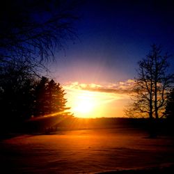 Scenic view of silhouette trees against sky at sunset