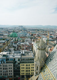 High angle view of buildings in city