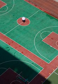 High angle view of basketball court