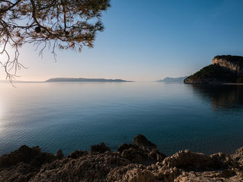 Scenic view of sea against clear sky