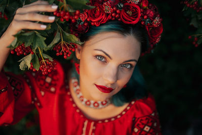 Portrait of young woman looking away