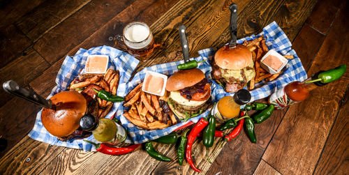 High angle view of food on table