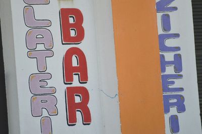 Close-up of information sign