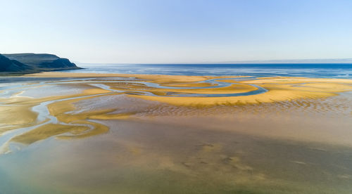 Scenic view of sea against clear sky