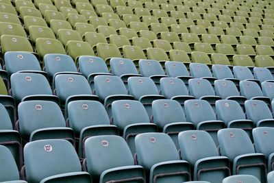 Full frame shot of chairs in stadium 