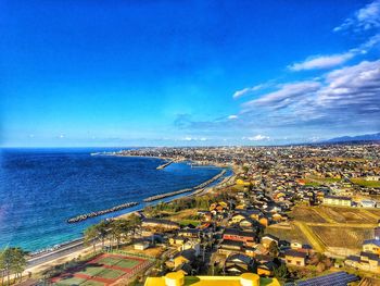 Aerial view of sea against sky