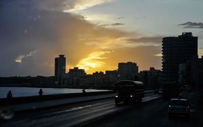 View of city at sunset