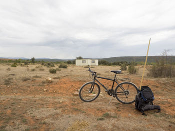 Bicycle parked on field