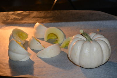 High angle view of fruits on table