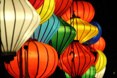 Close-up of multi colored lanterns