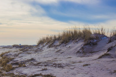 Scenic view of landscape against cloudy sky