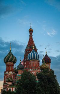 Low angle view of temple building against sky