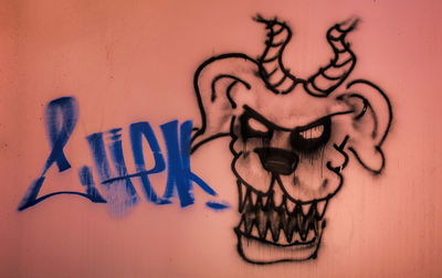 Close-up of graffiti on wall