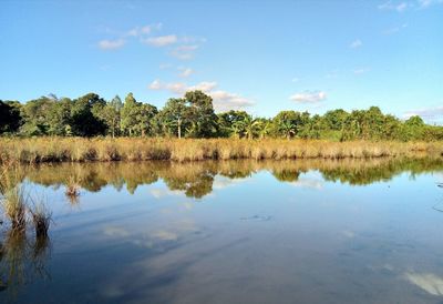 Scenic view of lake against sky