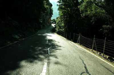 Road amidst trees against sky