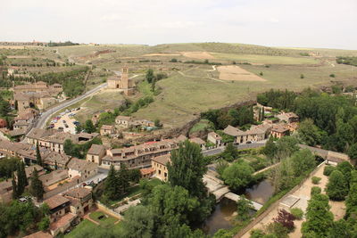 High angle view of landscape against sky