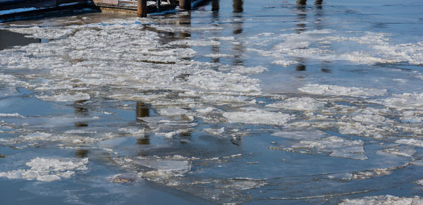 Close-up of frozen water