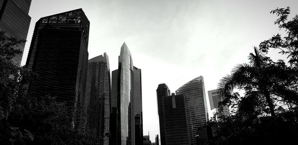 Low angle view of modern buildings against sky