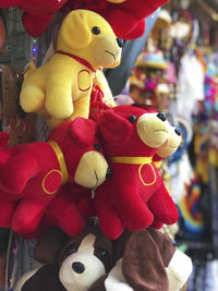 Close-up of toys for sale