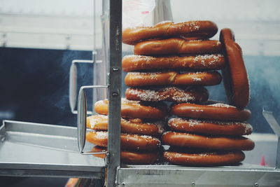 Close-up of pretzels