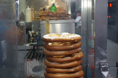 Close-up of pretzel for sale