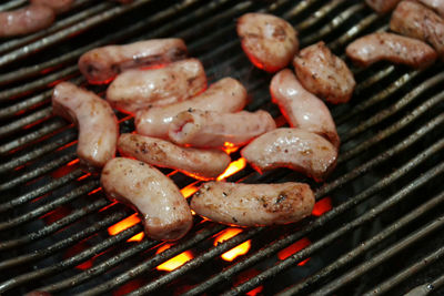 Close-up of meat on barbecue grill