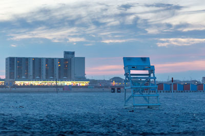 Wildwood new jersey nj lifeguard chair sunset ocean towers shops night clouds landscape background
