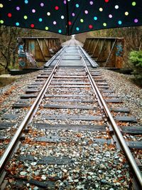 Railroad tracks at night