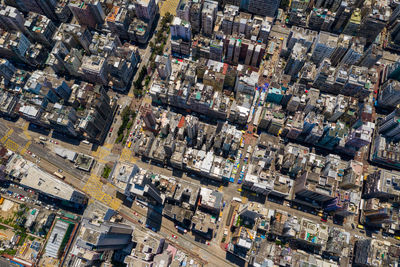 High angle view of buildings in city