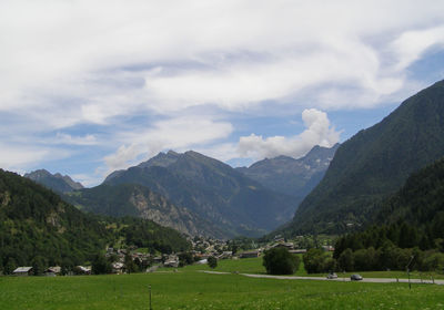 Scenic view of mountains against sky