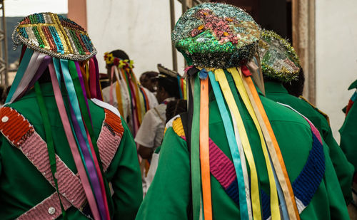Close-up of multi colored umbrellas