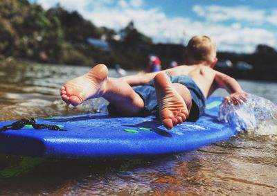 Boy playing in water