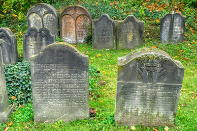 Stone cross in cemetery